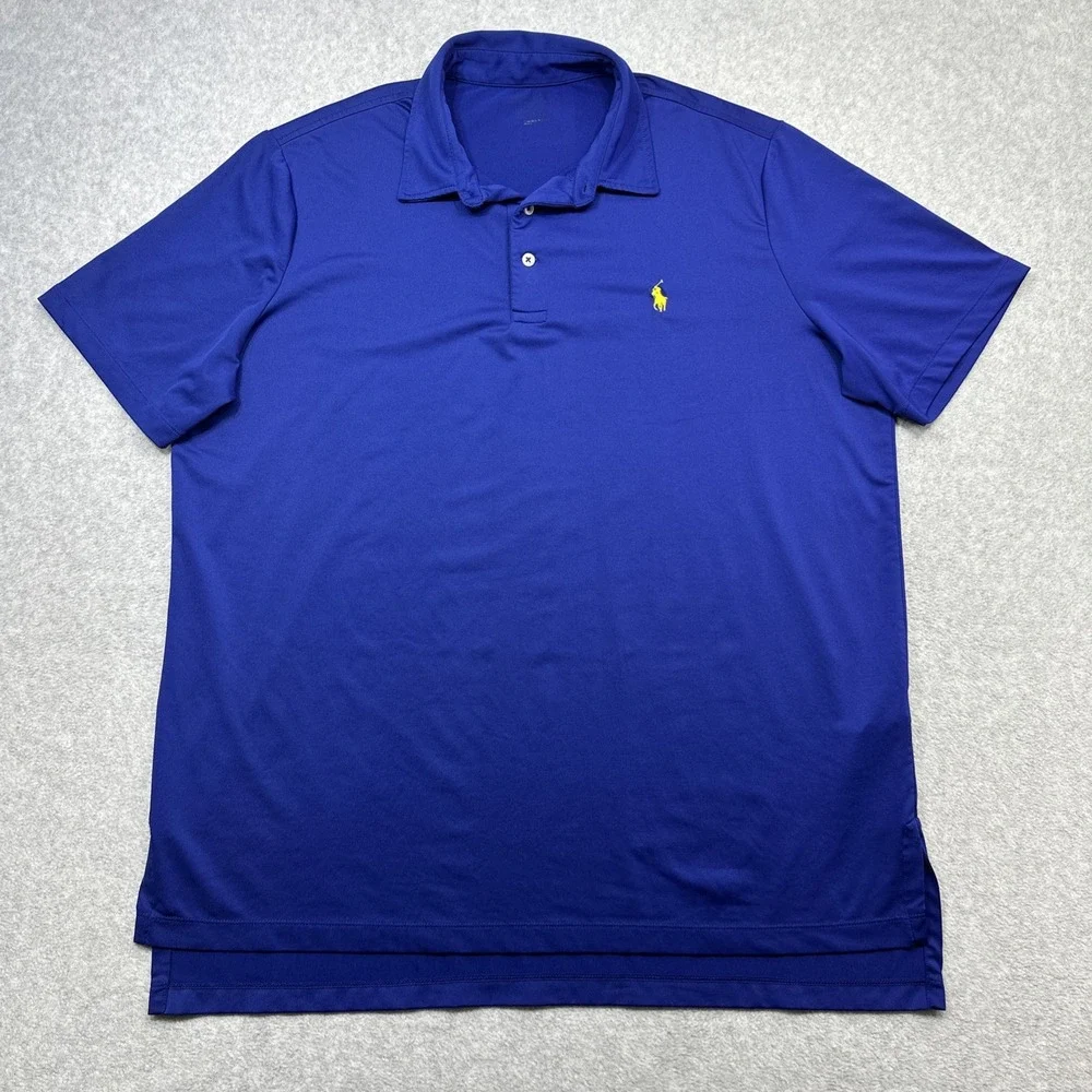 Ralph Lauren Performance Polo Shirt Large Blue Golf Stretch Wicking Casual